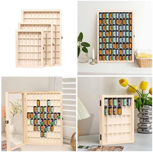 Secure Film Roll Storage Box High-capacity Film Canister Organiser Elegant Wood Display Case With Transparents Lid - Image 2