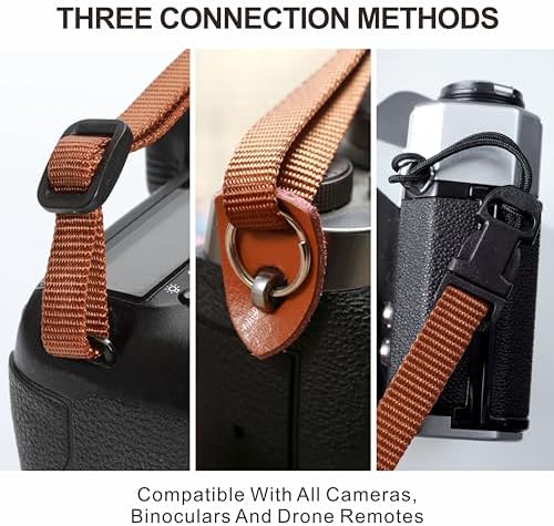 Padwa Lifestyle Camera Strap - 2" Full Grain Leather Ends Camera Straps for Photographers, Vintage Embroidered Cotton Weave Soft Suede Fabric Padded Strap Quick Release fits All Cameras - Image 4