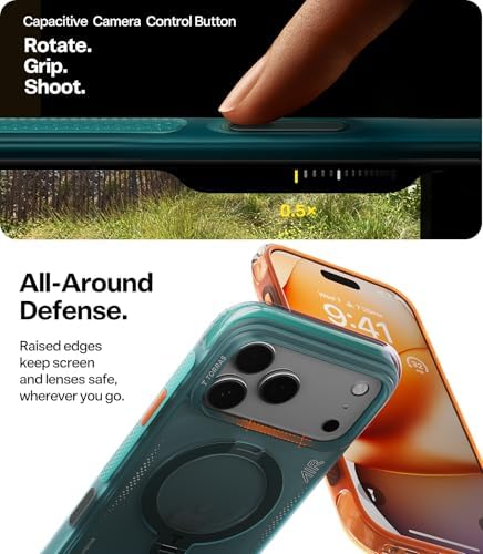 TORRAS Ostand Q3 Air for iPhone 17 Pro Max Case with 360 Magnetic Stand, Fit for MagSafe, Mil-Grade Drop Tested, Camera Control Button, Shockproof Phone Case for iPhone 17 Pro Max 6.9", Horizon Orange - Image 6