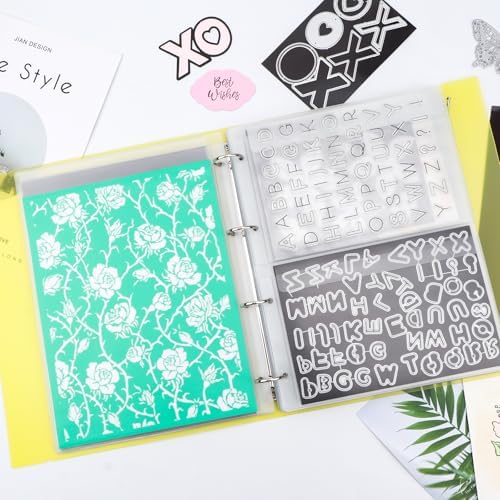 A4 Dies and Stamps Storage Book Binder Folder, Page Protectors Pockets Inserts Organizer for Cutting Dies Stencil Album Stamp Crafts, 1Pcs Yellow Storage Book Cover & 20 Inserts with 1/2/3/4 Pockets - Image 2