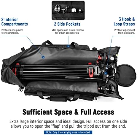 Neewer Tripod Carrying Case, Heavy Duty Waterproof Nylon Bag with Handles & Shoulder Straps, Compact Case with Full Length Zippered Closure, External Pocket for Light Stand/Boom Stand/Tripod, Black, - Image 2