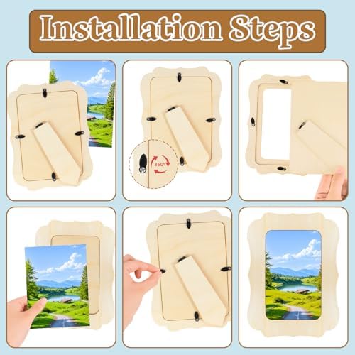 VOKOY 30 Pack Wooden Picture Frames for Crafts, 4" x 6" Photos DIY Wood Frames for Crafting,Unfinished Standing Photo Frames DIY Crafts Wood Decorate for Birthday Party Gifts, Vintage Shape - Image 6