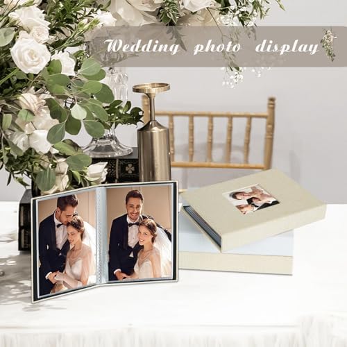 Artmag Mini Photo Album 4x6 50 Pockets 2 Pack, Linen Cover with Front Window Album Each Holds 52 Vertical Photos for Family Wedding Baby Children (Beige) - Image 4