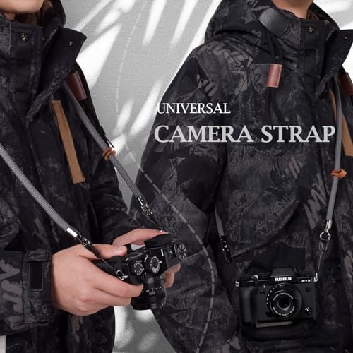 VOVMOEYA Nylon Braided Camera Rope Strap, Camera Neck Shoulder Strap with O-Ring for DSLR & Mirrorless Camera- Grey - Image 2