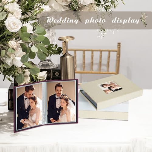Artmag Mini Photo Album 4x6 50 Pockets 2 Pack, Linen Cover with Front Window Album Each Holds 52 Vertical Photos for Family Wedding Baby Children (Purple) - Image 4