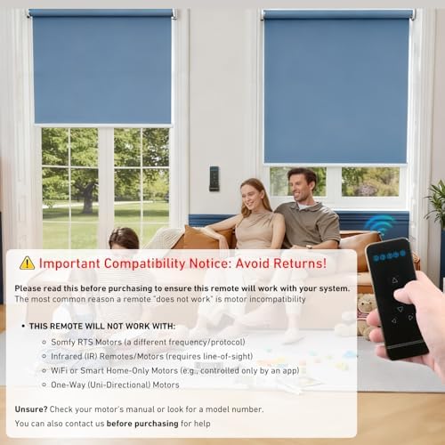 5-Channel Blind Remote Controller, Black - Replacement for Motorized Roller Shades, Window Blinds & Shades -Compatible with Rollerhouses ERB22/ERB25/EY1612/EY2512 Motors - Image 6
