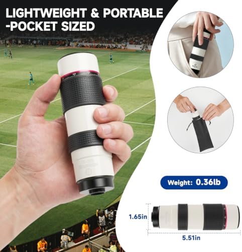 12X HD Telephoto Lens for iPhone/Samsung/Android, High Power Telephoto Camera Lens with Universal Clip Compatibility Most Smartphone Ideal for Concert, Outdoor Photography - Image 4