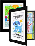 Americanflat - 2 Pack - Kids Artwork Frame Changeable (Black) - Magnetic Door Holds 100 Art Pieces - 8.5x11 Letter Size Display with Mat or 10x12.5 Without Mat - My Mini Masterpiece by Americanflat