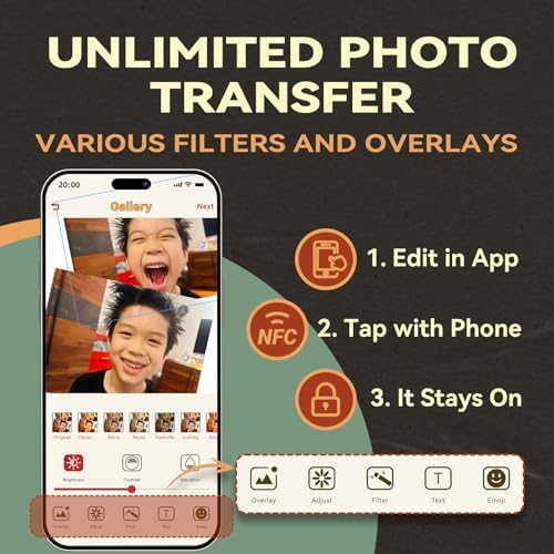 E-Paper Fridge Magnet Classic Plus, E-Ink Battery-Free Instant Photo Style Display, Wireless NFC Picture Frame, Phone-Controlled Acrylic Memo Board for Party/Travel/Home & Gifts, Compatible iPhone 13 and Newer (Black) - Image 6