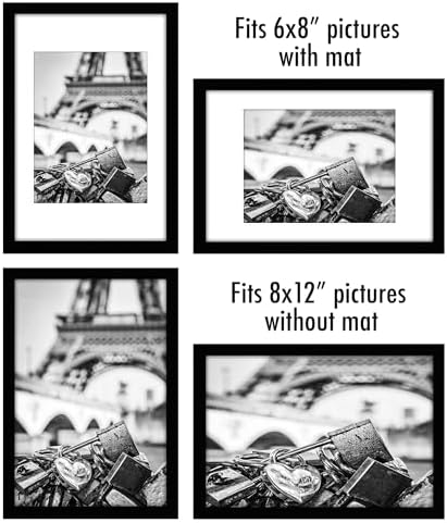 Americanflat 8x12 Picture Frame 5-Pack - Matted to 6x8 - Black - Image 4
