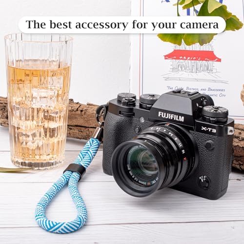 VOVMOEYA Camera Wrist Strap Rope,Camera Hand Strap Compatible with Fujifilm NikonCanon Sony DSLR Camera - Striped Blue - Image 5