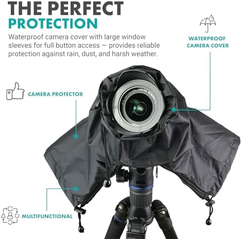 Movo CRC01 Waterproof Nylon Camera Rain Cover with Enclosed Hand Sleeves Compatible with Canon EOS, Nikon, Sony, Olympus, Pentax and Panasonic DSLR Cameras - Image 5