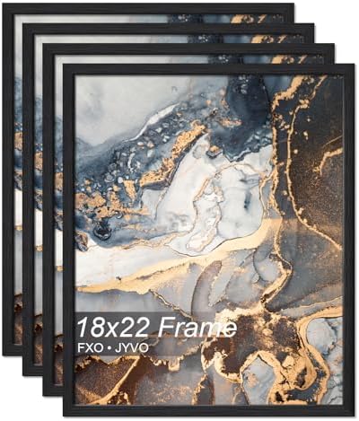 Fxojyvo 18x22 Picture Frame Set of 4 Black Engineered Wood Wall Hanging by Fxojyvo