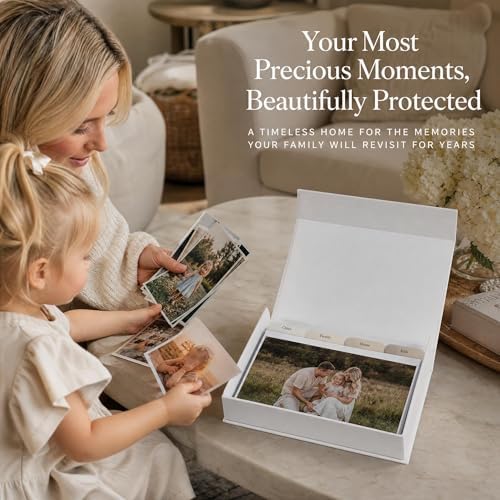 ZICOTO Decorative Photo Storage Box Set of 5 for 4x6 Pictures with Dividers - Image 4