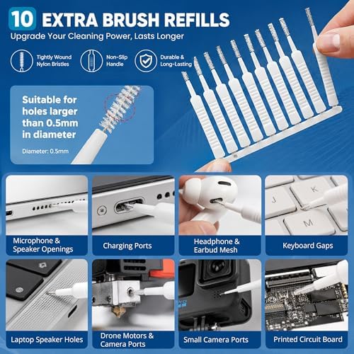 Phone Cleaning Kit (57PCS), iPhone Cleaning Kit, Airbud Cleaning Kit for AirPods, Keyboard Cleaning Kit, Charging Port Cleaner for Apple Lightning/Android USB-C (White, with 10 Mini Brush) - Image 2