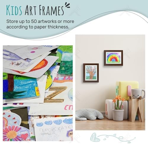 4 Pack 8.5x11 Front-Opening Kids Artwork Frames Changeable (Walnut) - Image 5
