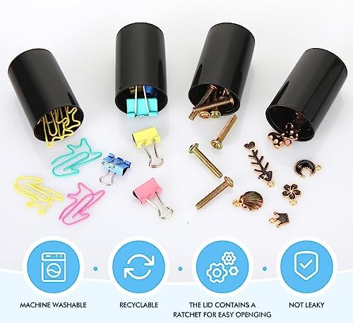 JOVITEC 100 Pcs Plastic Film Canister Holder 35 mm Empty Camera Reel Containers Storage Containers Case with Lids for Small Accessories Fish Hook Film Beads(Black) - Image 6