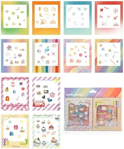 12PCS - Photo Border Stickers Compatible for Instax Square SQ Film, Pictures Decorative Stickers for Instax Square SQ1/SQ6/SQ10/SQ20/SQ40 Instant Camera Film - Rainbow Series by HIYQIN