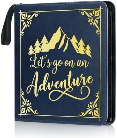 Adventure Leather Photo Album 4x6 200 Photos, DIY Scrapbook with 50 Sheets and 20 Blank Kraft Sheets, Travel Souvenir Diary Photo Book for Family Wedding Baby and Holiday Pictures by Unknown