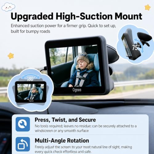 Ognee Baby Car Camera, Wirless 2K Crystial Clear Color Night Vision - Image 5