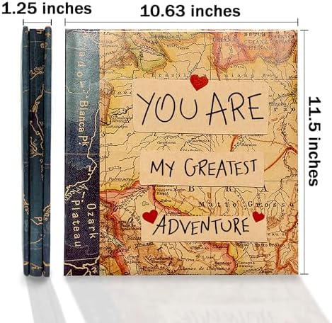 Holoary Self Adhesive Page Photo Album with Metallic Pen Magnetic Self-Stick Scrapbook for 3x5 4x6 5x7 6x8 8x10 Hand Made DIY 40 pages Albums, Printed Kraft Paper Cover Old Map Adventure Memory Book - Image 2