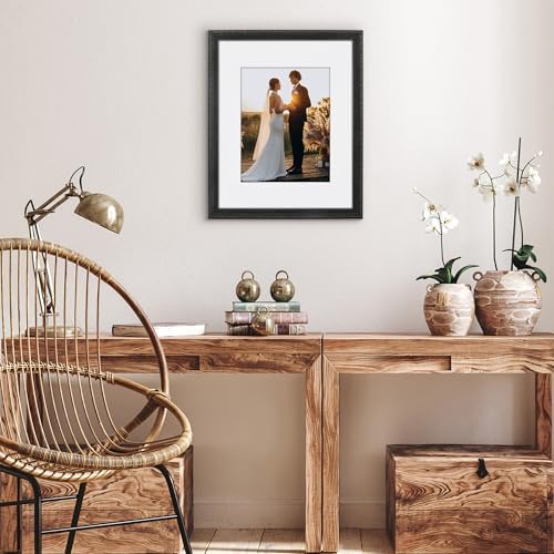 Americanflat 16x20 Picture Frame with Polished Plexiglass - Use as 11x14 Frame with Mat or Display 16x20 Photo Without Mat - Ornate Picture Frames for Wall Display - Black - Image 4