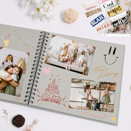 Scrapbook Album 10x10 Inches 100 Pages Hardcover Kraft Paper Grey - Image 2