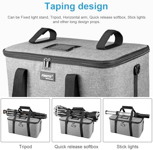 FOMITO AB-27 Foldable Camera Bag 16.73in x 11in x 8.66in Shockproof Case for DSLR, Gimbal, Drone Heavy-Duty Handle DIY liner - Image 3