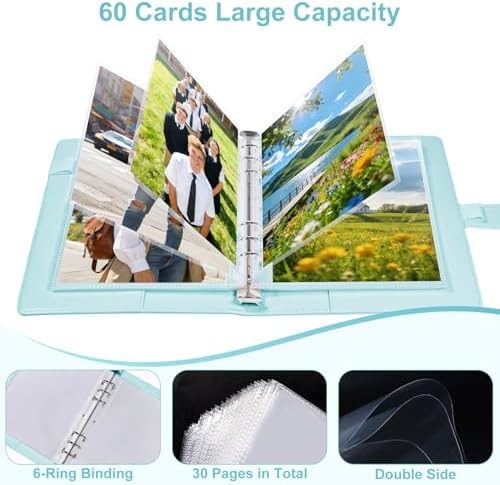5x7 Photo Album, A5 Refillable 6 Ring Binder with Sleeves, Light Blue - Image 6