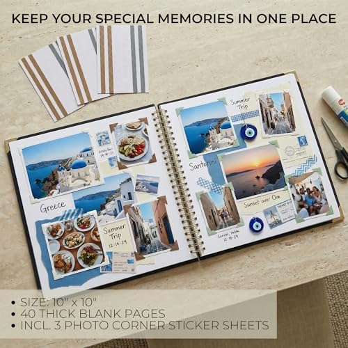 Beautiful Linen Scrapbook Photo Album 10"x10" - 40-Page Blank Guest Book - Image 3