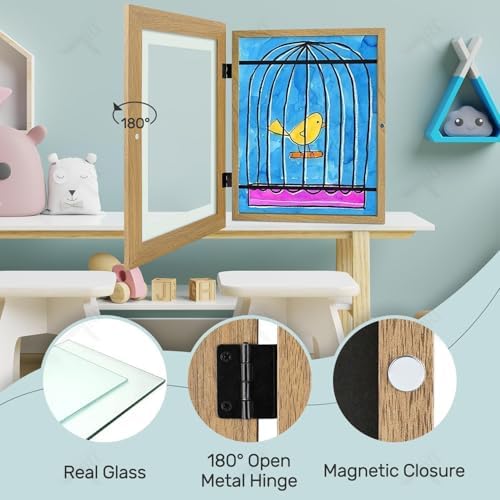 2 Pack 9x12 Front-Opening Kids Artwork Frames Changeable (Brown) - Image 5