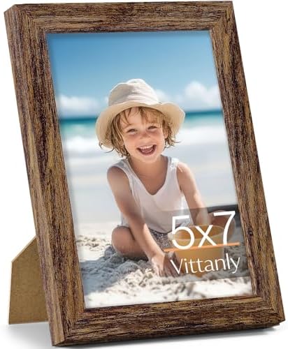Vittanly 5x7 Picture Frame Made of Solid Wood for Wall or Table, Dark Brown by Vittanly