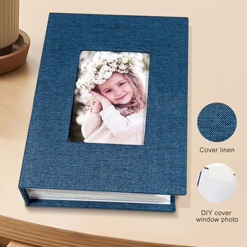Photo Album 4x6 100 Pockets, Linen Cover Top Loader Vertical, Slip-in Picture Blue Pockets Albums for Wedding, Family, Anniversary, Baby, Vacation - Image 3