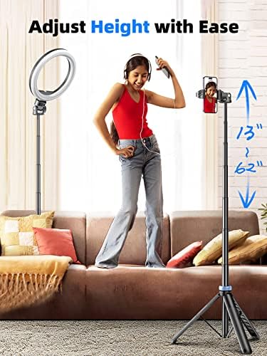 Kaiess 62" Phone Tripod & Selfie Stick, Extendable Photography Light Stand with Wireless Remote, Solidest, Portable, Lightweight, Compatible with iPhone/Android Phone - Image 3