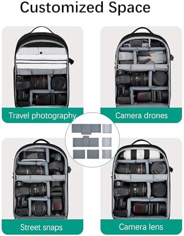 BAGSMART Camera Backpack, DSLR SLR Camera Bag Backpack Fits 15.6 Inch Laptop,Anti-Theft Waterproof Camera Case for Photographers,Men Women,with Rain Cover,Tripod Holder,Black - Image 2