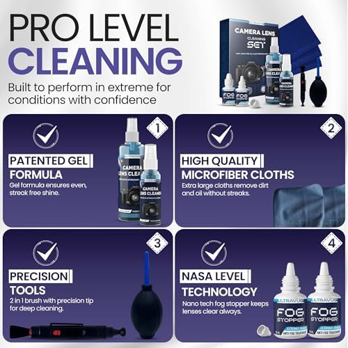 ULTRAVUE’s Ultimate Camera Lens Cleaning Kit –Camera Lens Cleaner, Lens Pen, Fog Stopper, and Microfiber Cloths - Camera Cleaning Kit - Lens Blower for DSLR & Digital Camera Accessories Camera Kit - Image 5