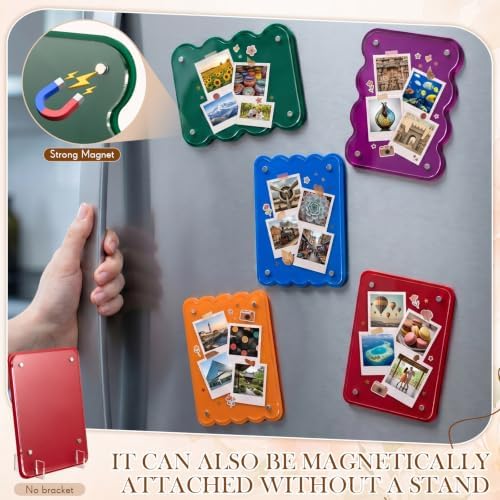 Sliner 5 Pack Colorful Acrylic Picture Frame for 4.21 x 3.46 Inch Instant Film Photos, Magnetic Desktop Display Frames Compatible with I-type/600/sx-70 Photo - Image 3