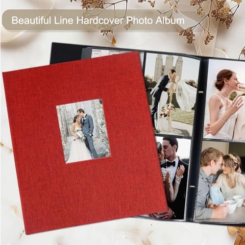 Artmag Photo Album 4x6 400 Large Capacity Linen Album Book Holds 400 Vertical Photos for Family Wedding Anniversary (400 Pockets, Red) - Image 4