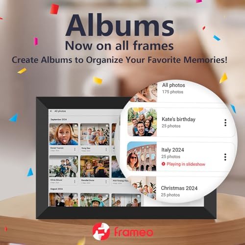 32GB FRAMEO 10.1 Inch Smart WiFi Digital Photo Frame 1280x800 IPS LCD Touch Screen, Auto-Rotate Portrait and Landscape, Built in 32GB Memory, Share Moments Instantly via Frameo App from Anywhere - Image 5