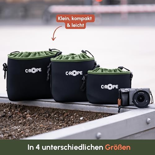 C-Rope Neoprene Camera Bag, Neoprene Pouch with Fleece Lining, Water Resistant, Camera Accessories, Green, XL, Additional pocket - Image 7