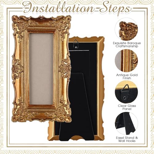 Wonderjune 1 Pack Vintage Gold Photo Booth Frames 2x6 Inch, Gold - Image 3