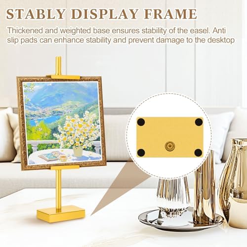 Wenqik 2 Pack Adjustable Tabletop Easel Stand Metal Picture Frame Stand Table Art Easels for Display Adjustable Picture Holder for Photo, Signs, Canvas(Gold,18 Inch) - Image 5