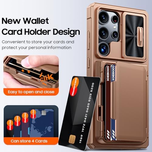 GooseBox for Samsung Galaxy S25 Ultra Case Wallet with RFID [Cards Holder][Camera Cover][Edge Raised] Full Body Shockproof Silicone Protective Phone Case for Galaxy S25 Ultra 6.9" 2025 (Desert Gold) - Image 2