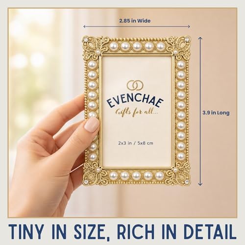 2x3 Mini Picture Frame: Faux Pearls + Gold Detailing - Image 2