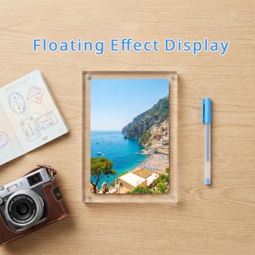 Meetu Acrylic Picture Frame 5x7,Clear Freestanding Double Sided 20mm Thickness Frameless Magnetic Photo Frames Desktop Display with Gift Box Package(1 Pack) - Image 4