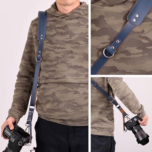 Padwa Lifestyle Blue Single Camera Harness Strap for One Camera - Professional Single Full Grain Leather Camera Harness,Quick Release Gear DSLR Camera Straps for Photographers - Image 5