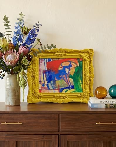 8x10 Decorative Picture Frame with Real Glass,Yellow - Image 2