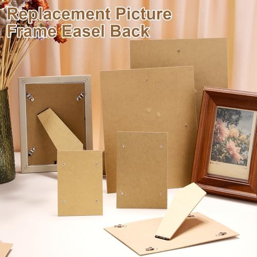 uxcell 10Pcs Easel Back for Picture Frame, 4" x 5" Replacement Picture Frame Easel Back with Hinged Hangers DIY Photo Backing Board for Photo Frames Tiles, Tabletop Wall Display, Wooden - Image 4