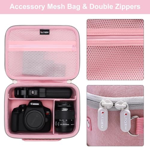 Small Camera Case Bag for Canon EOS Rebel T7/R50//R100 DSLR Camera Pink - Image 4