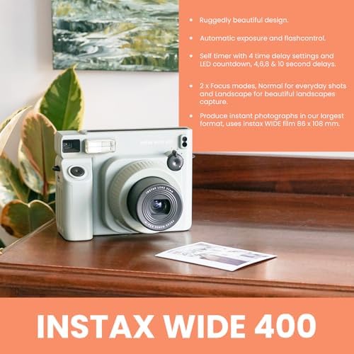 FujiFilm Instax Wide 400 Instant Camera Bundle - Includes Twin Pack Wide Frame Film, BluebirdSales Carrying Case, Cleaning Cloth, and 4 AA Batteries - Portable (Wide 400 Instant Camera) - Image 3